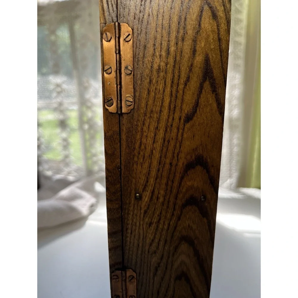 Vintage Antique Wood Wall Spice Rack Copper Hardware 14